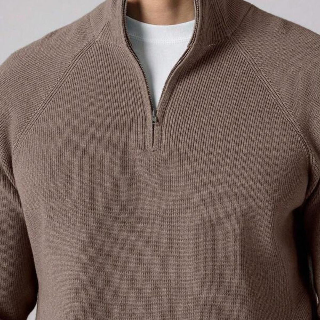Men's Ribbed Knit Half-Zip Jumper