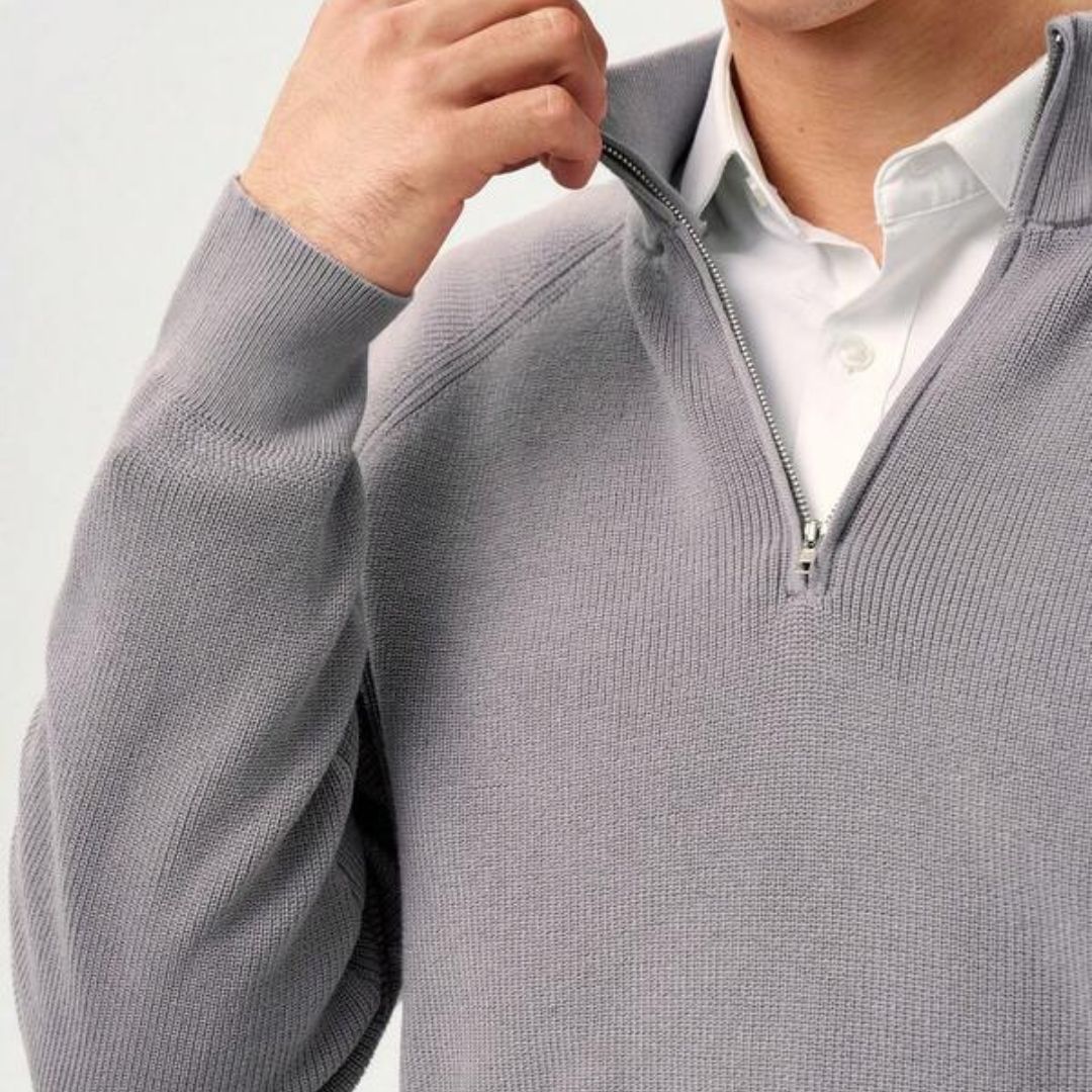 Men's Ribbed Knit Half-Zip Jumper