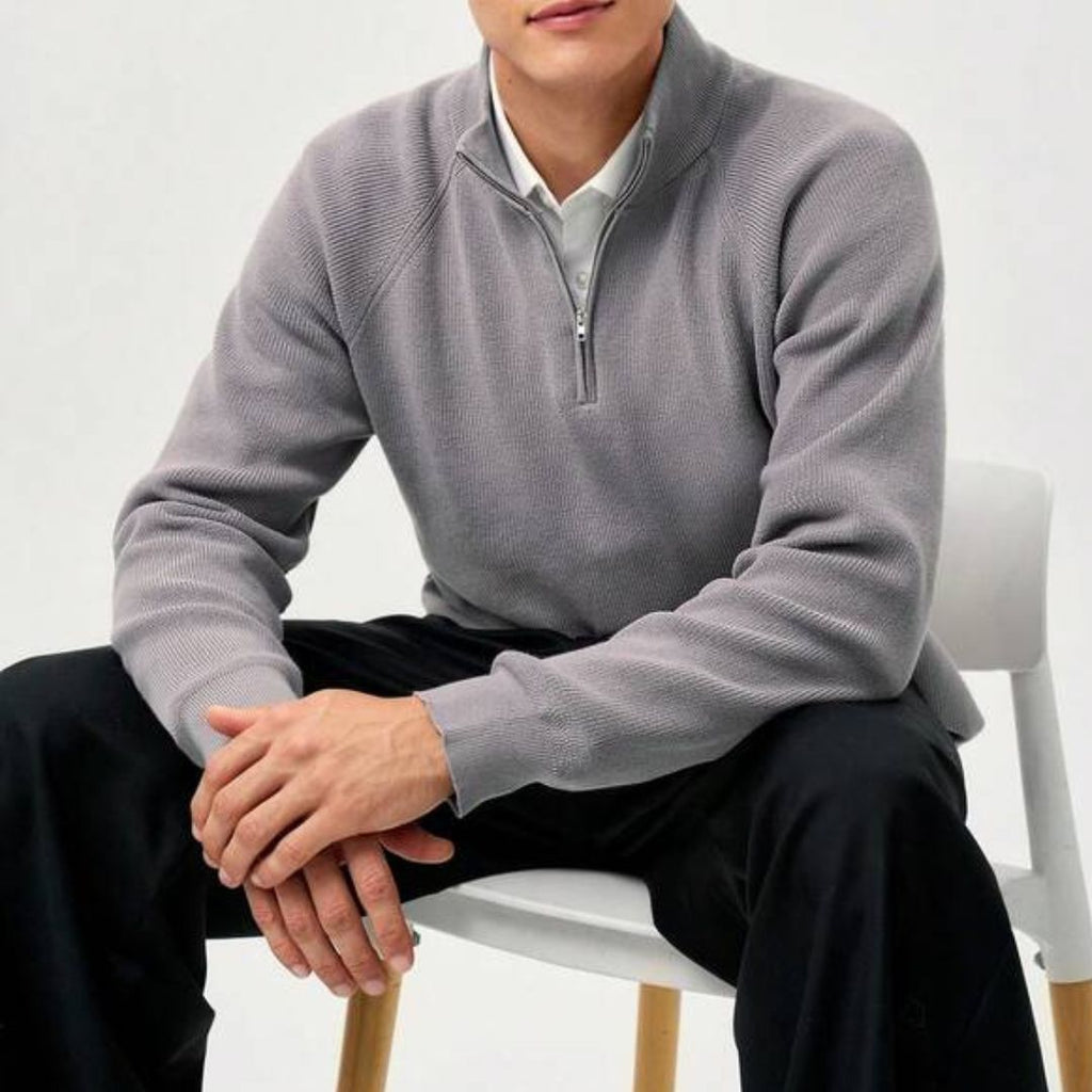 Men's Ribbed Knit Half-Zip Jumper